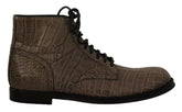 Dolce & Gabbana Gray Crocodile Leather Derby Boots -   -  Dolce & Gabbana.